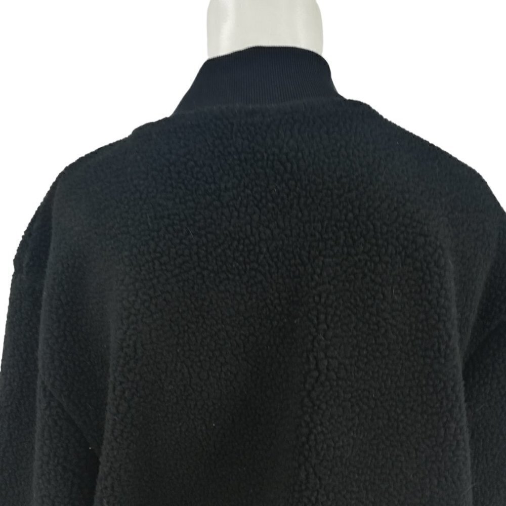 Zyia Active Leopard Flying V Teddy Bear Fleece Jacket Size  L Black Bomber Zip - Picture 12 of 14